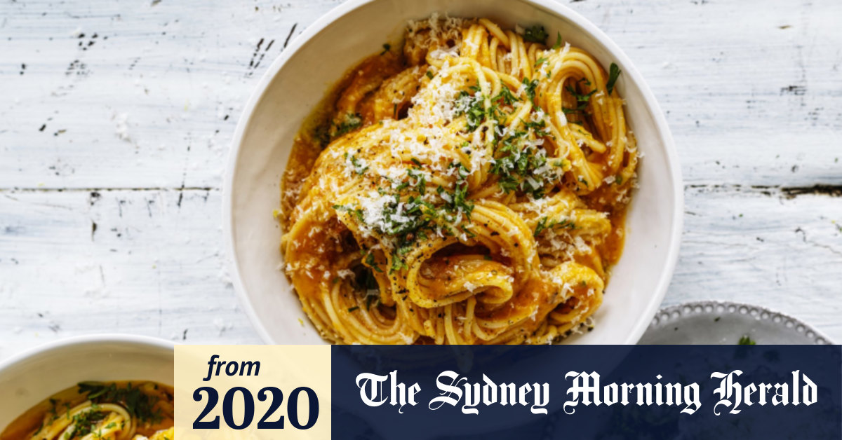 Adam Liaw's roasted carrot and tomato spaghetti, and roasted capsicums